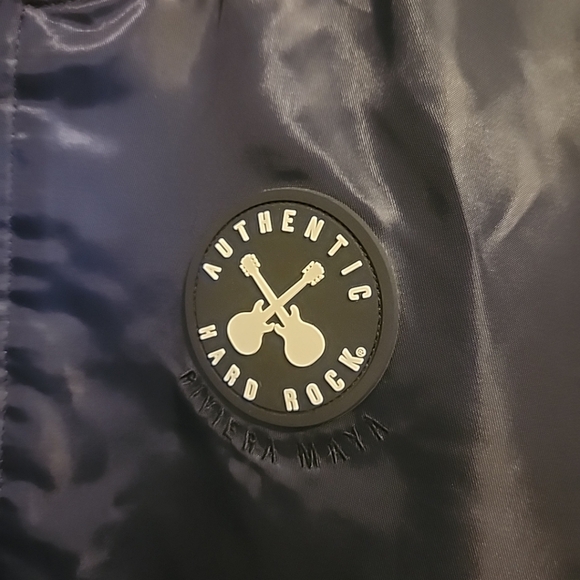 Hard Rock Hotel Riviera Maya Bomber Jacket Blue Zip Up Polyester Mens Small - Picture 4 of 12